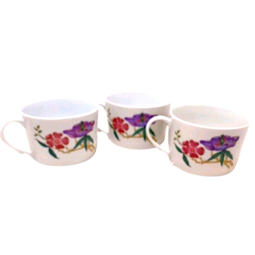 3 Cups Set Limoges Raynaud Ceralene Dioraflor Tea Coffee Mioraflor Floral France